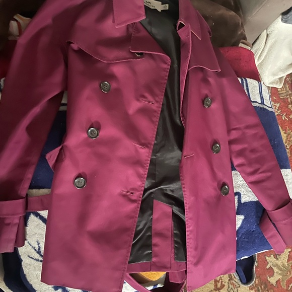 Maroon/Burgundy Coach Trench Coat (knee length) - Picture 5 of 7